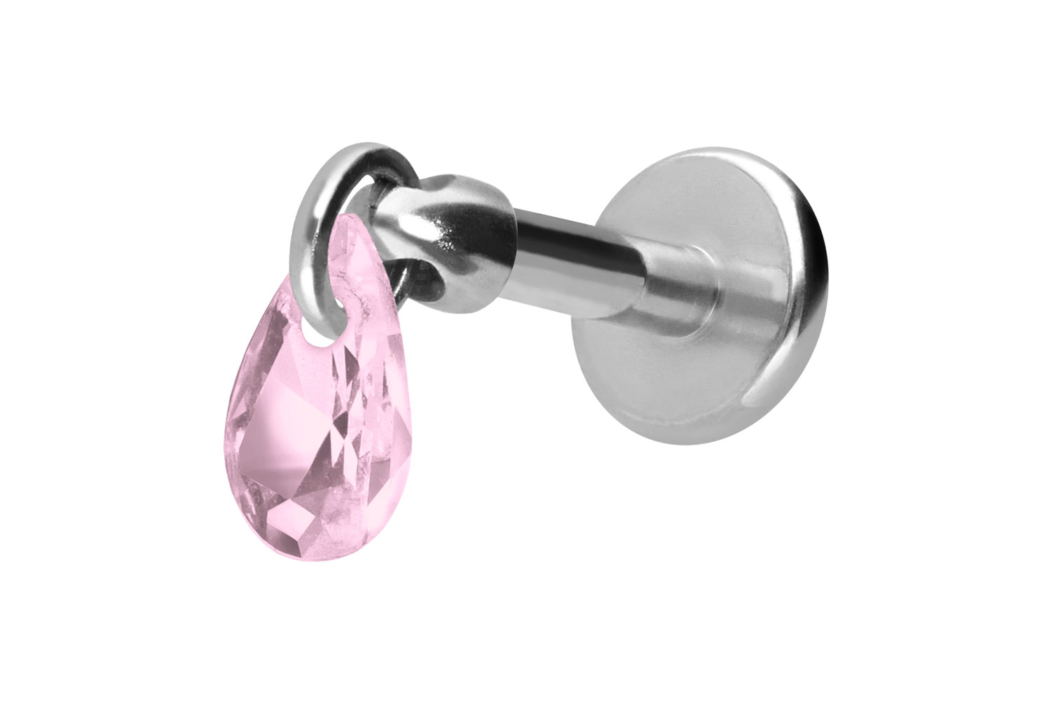 Titan Labret Piercing mit Innengewinde KRISTALLTROPFEN